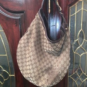 Gucci Monogram Canvas Hobo Shoulder Bag